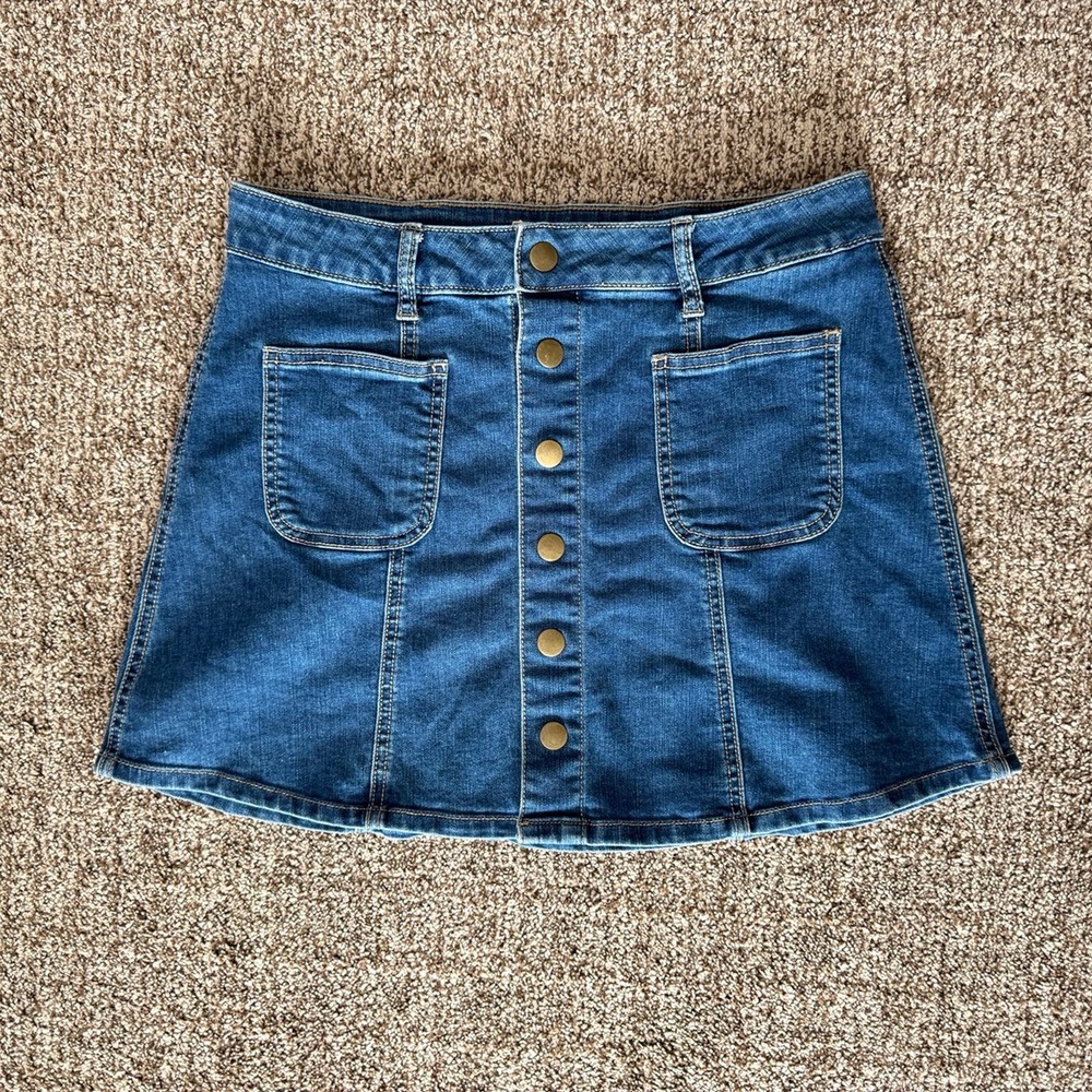 Altar'd State Denim A-Line Mini skirt size S